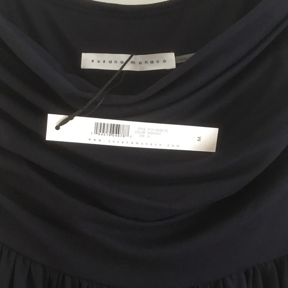 Susana Monaco Midnight Ruched Strapless Jumpsuit - Medium - Picture 3 of 9